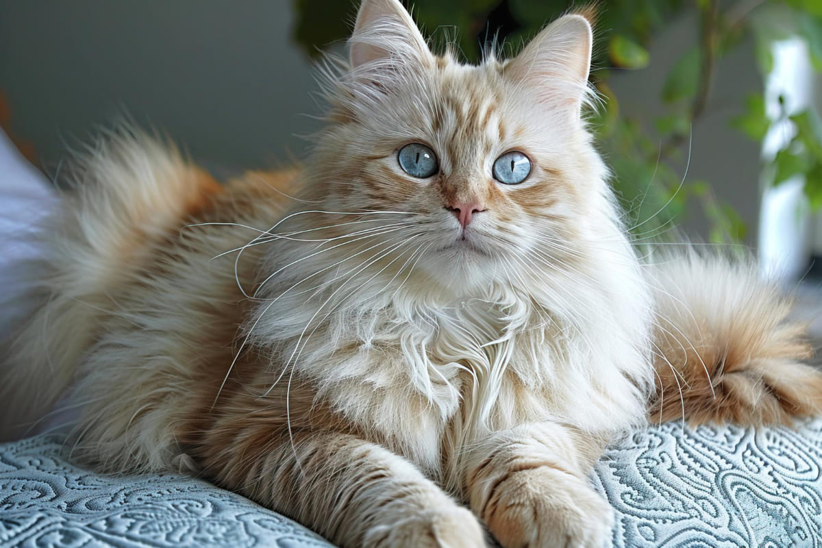 oturan uzun bıyıklı ve tüylü kedi