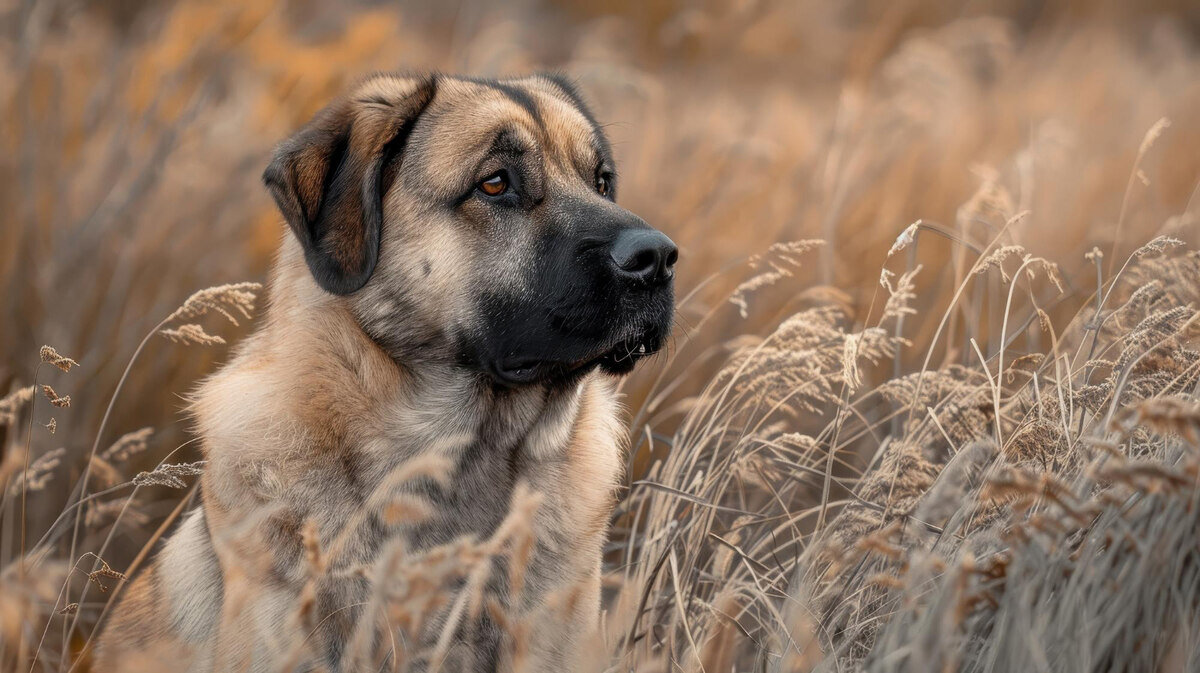 otların arasında duran kangal köpeği