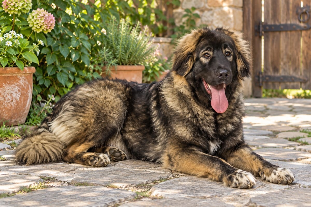bahçede yerde oturan kars çoban köpeği