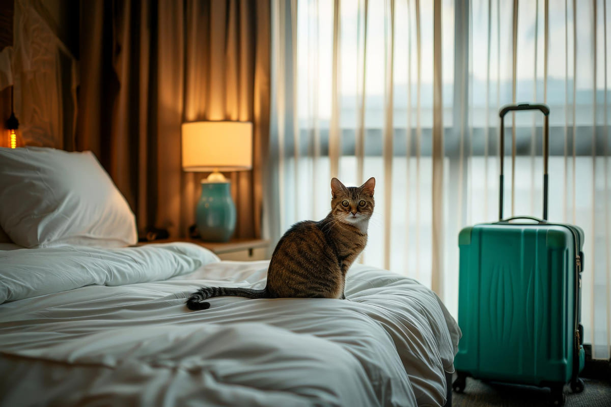 otel odasındaki kedi