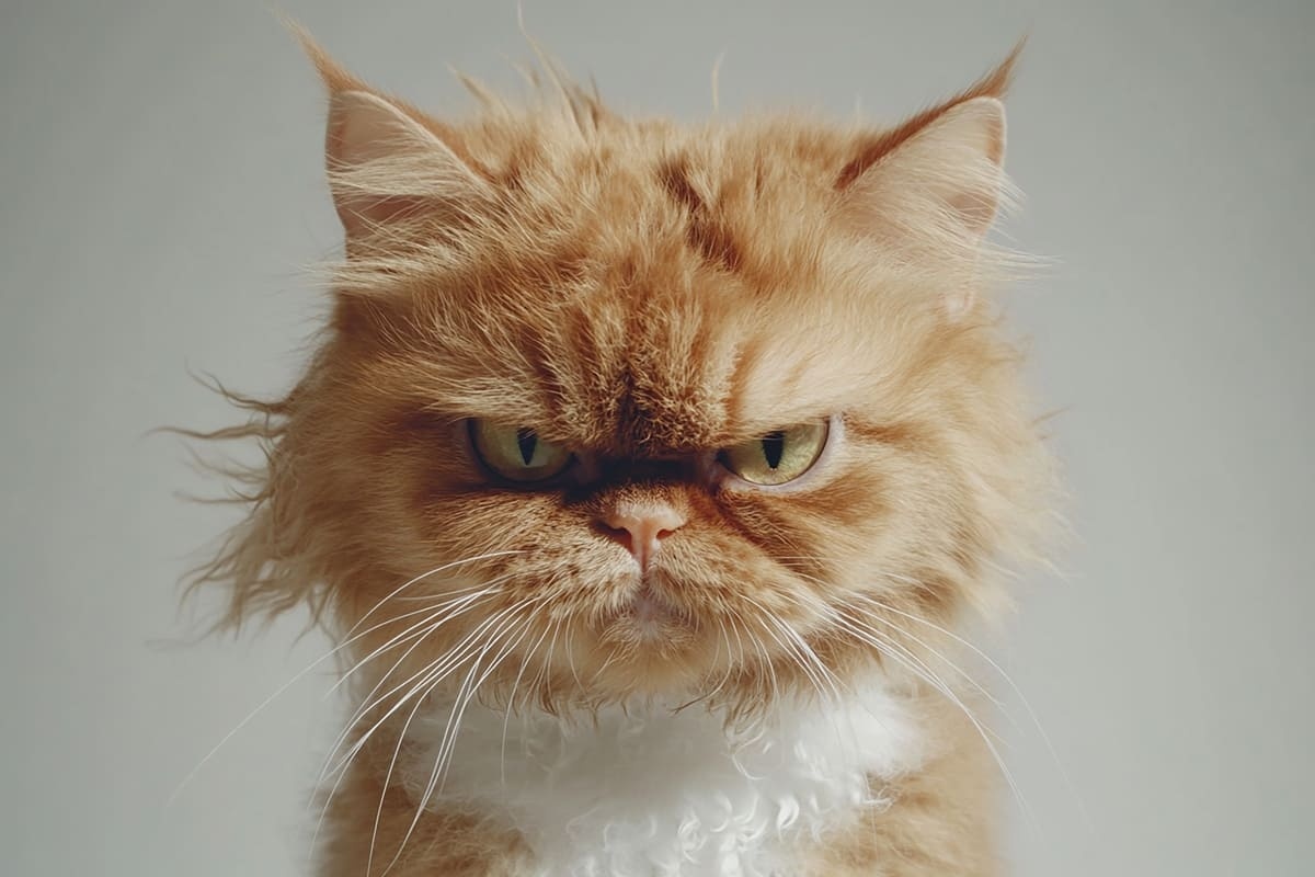 agresif bir bakışa sahip olan kedi