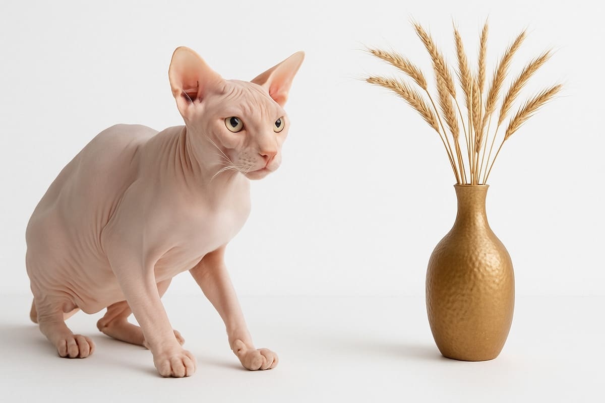 tüysüz kedi hareket etmeye hazırlanıyor