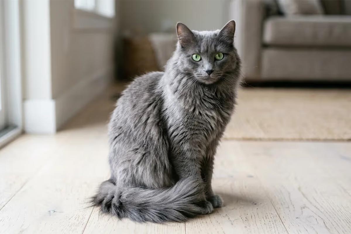 yeşil gözlü gri tüylü kedi