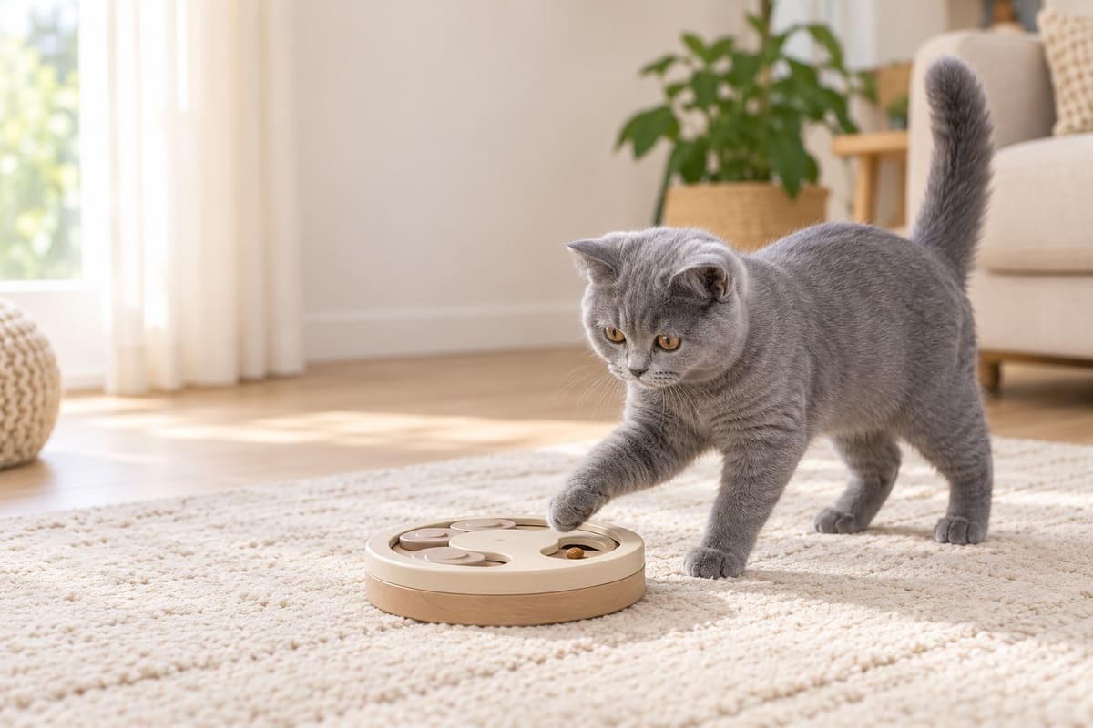 etkileşimli kedi oyuncağı içine koyulmuş ödül maması