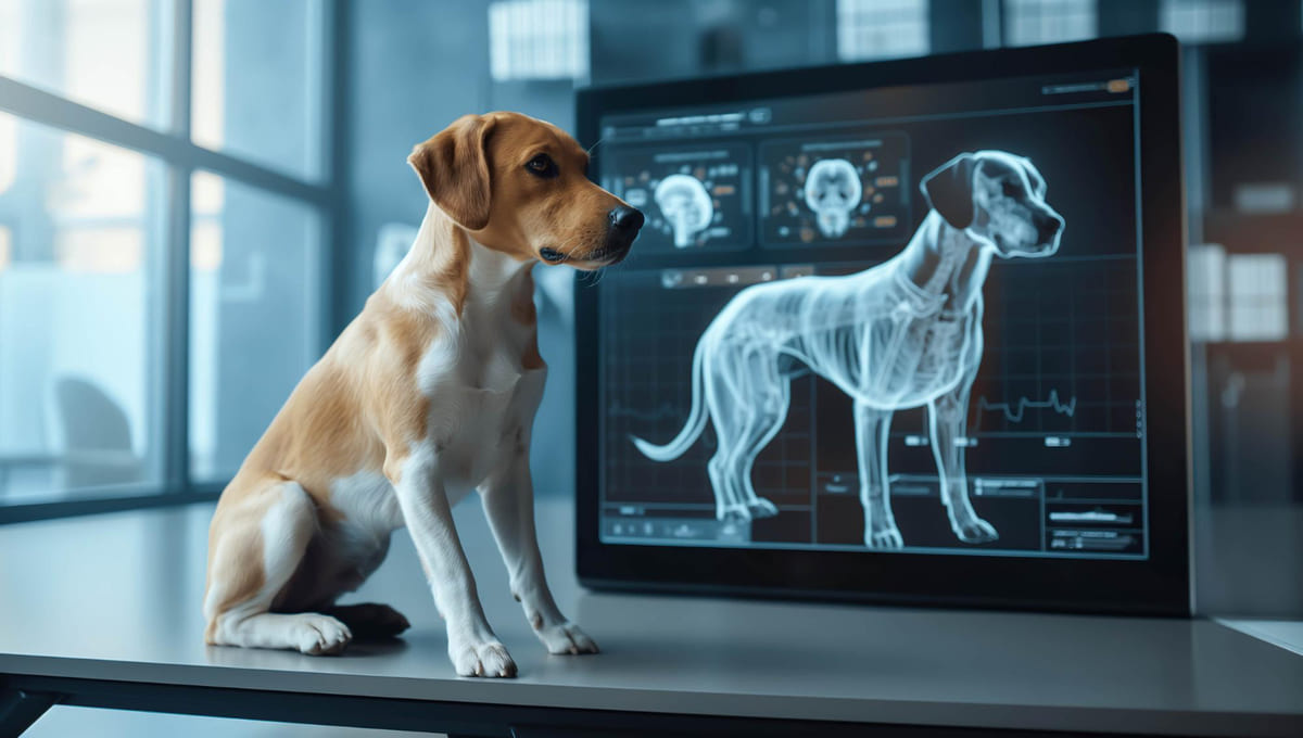 tüm vücut görüntülemesi yapılmış köpek