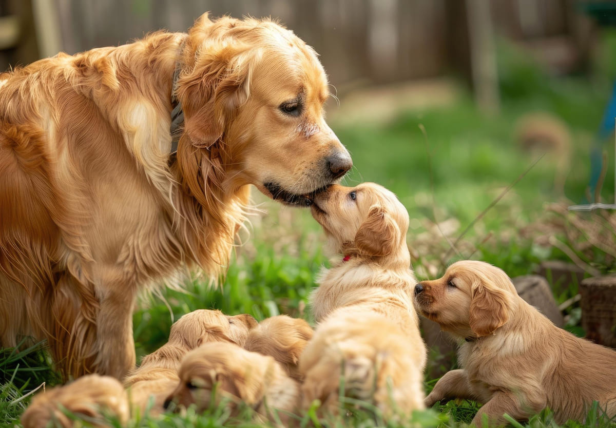 anne golden retriever ve yavruları