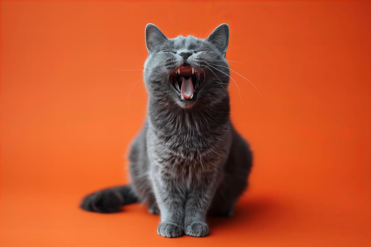 ağzı açık oturan kedi