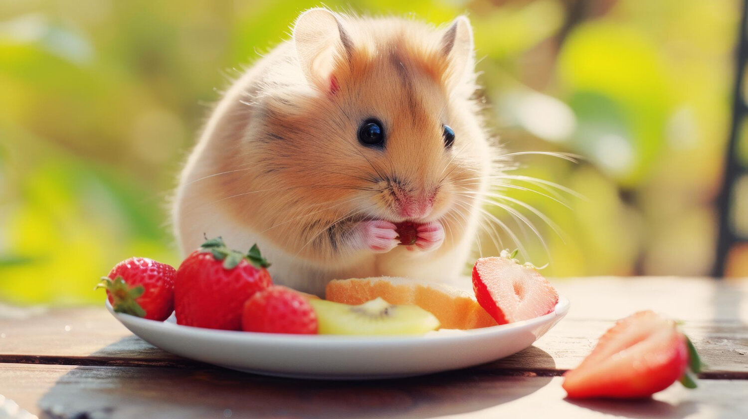 meyve yiyen hamster