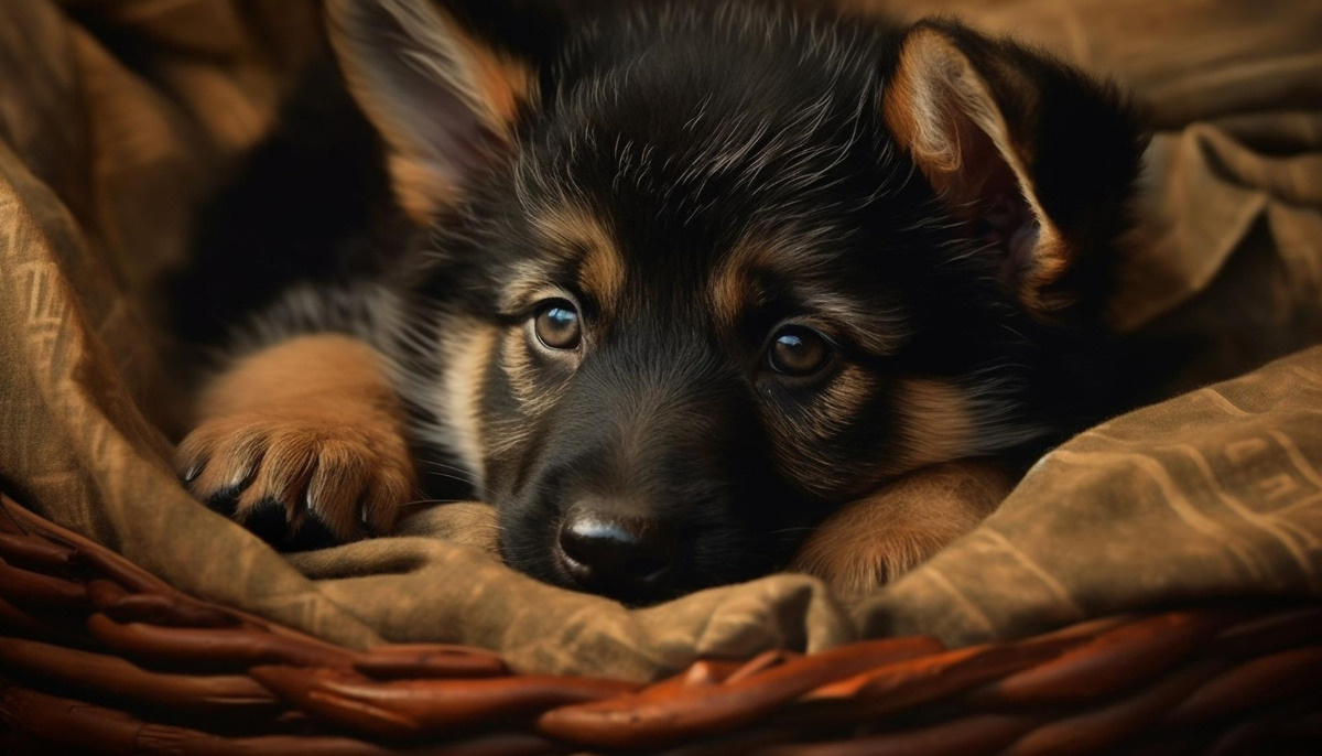 yavru köpek üzgün bir şekilde yüzüstü yatıyor