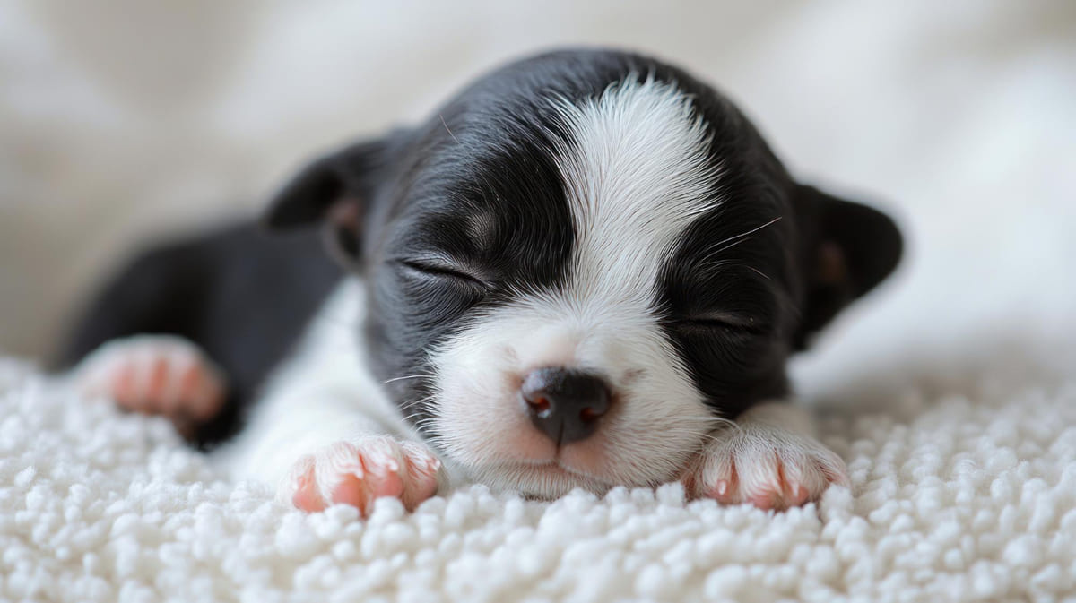 yeni doğan ve uyuyan yavru köpek