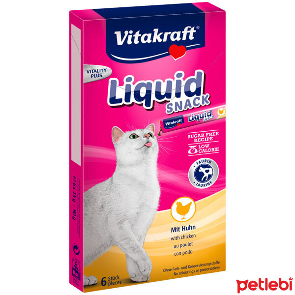 Vitakraft Tavuklu ve Taurinli Şekersiz Sıvı Kedi Ödül Maması 90gr (6�lı