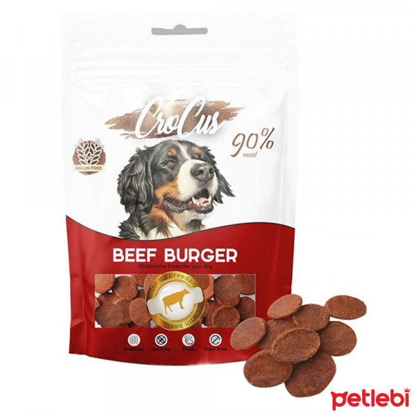 Crocus Burger Biftekli Probiyotikli Şekersiz Tahılsız Köpek Ödülü 80gr