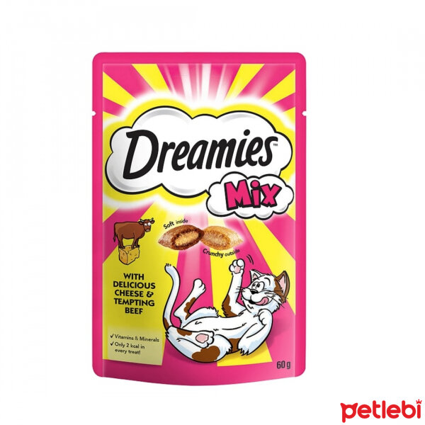 Dreamies Mix İç Dolgulu Sığır Etli ve Peynirli Kedi Ödül Bisküvisi 60gr