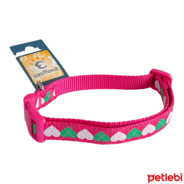 Eastland Kalp Desenli Zilli Kedi Tasmasi 55cm 20mm Pembe Satin Al Petlebi