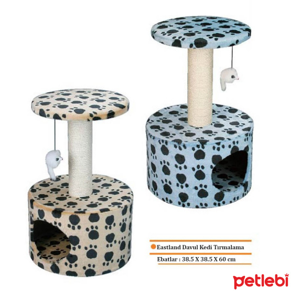 Eastland Fare Oyuncaklı Kedi Tırmalama Evi 38x38x60cm (Karışık Renkli