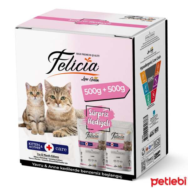 Felicia Yavru Kedi Başlangıç Seti ve Yavru Kedi Maması 500gr + 500gr